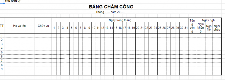 File Mẫu Bảng Chấm Công Theo Giờ Bằng Excel Mới Nhất 2021 9664