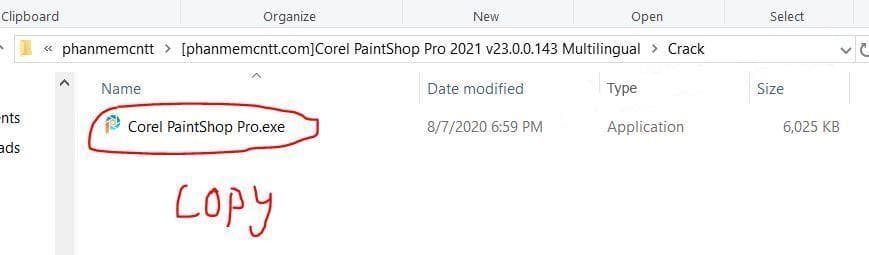  copy file Corel Paintshop Pro vào thư mục cài đặt